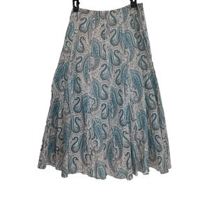 Liberte' Emanuel Woman Blue Paisley Full Lined Skirt Size 12 Raw Edge Side Zip